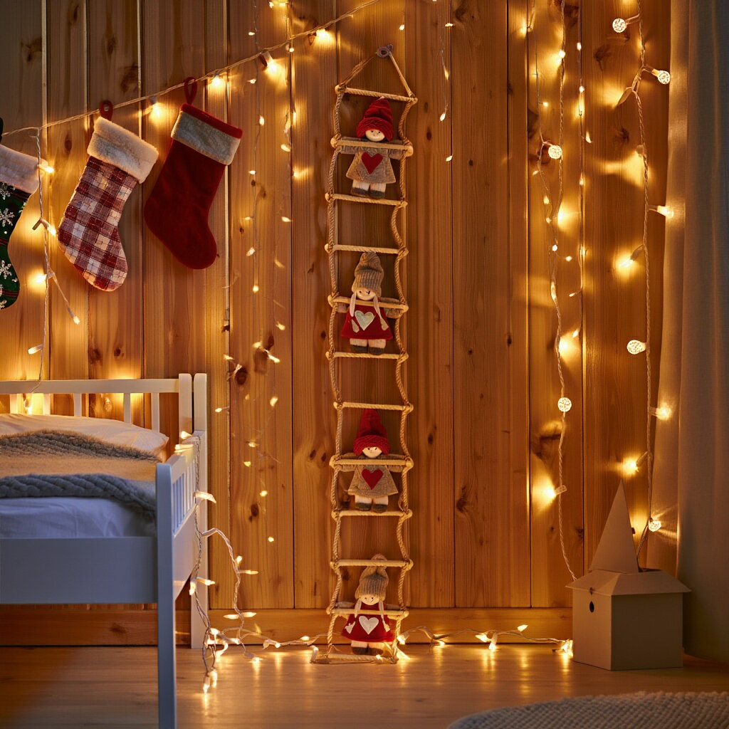 【フライングタイガー公式】はしごニッセ 赤 グレー 衣装 エルフ マウス デコレーション 4体デザイン サイズ奥行2.5cm×縦62cm×横7cm プラスチック テキスタイル素材 吊るす クリスマス 飾り ドア 壁 Xmas オブジェ 北欧 インテリア アクセント プレゼント デンマークのサムネイル