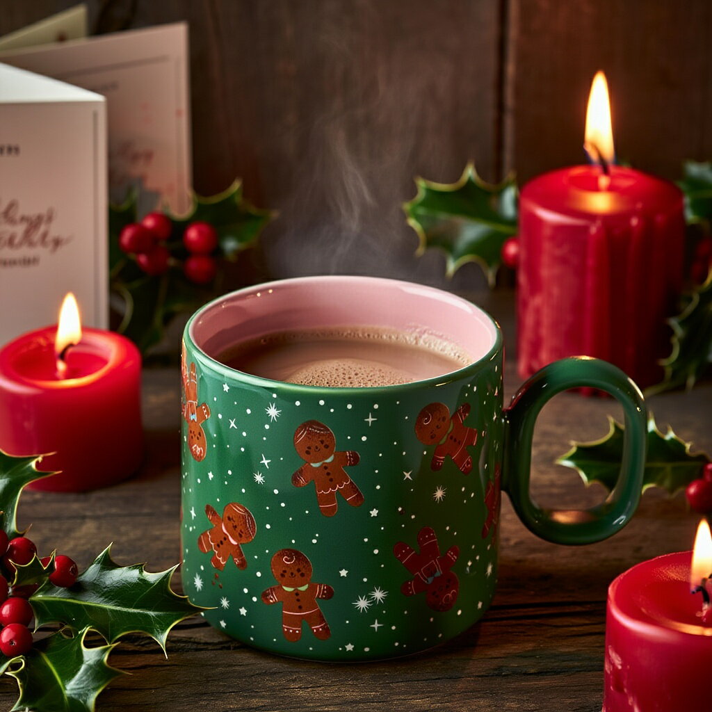 【フライングタイガー公式】マグ デンマーク サイズ：7×8×12cm 容量：300ml ジンジャーブレッドマン柄..