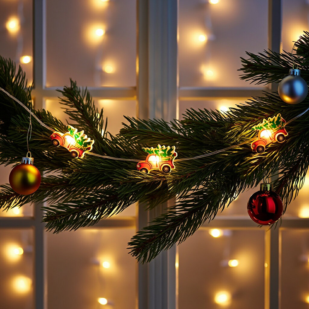【フライングタイガー公式】 ライトチェーン（車＆ツリー） クリスマスカー 3.2×1.7×7.5cm 20LED 単三..
