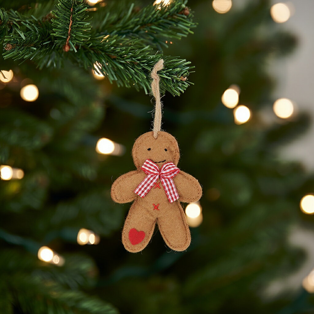 【SALE】【330円→275円】【フライングタイガー公式】オーナメント（フェルト） デンマーク サイズ：1×11×8.5cm ジンジャーブレッドマン型オーナメント フェルト製 ブラウン ステッチ入り 軽量 クリスマス飾り 北欧