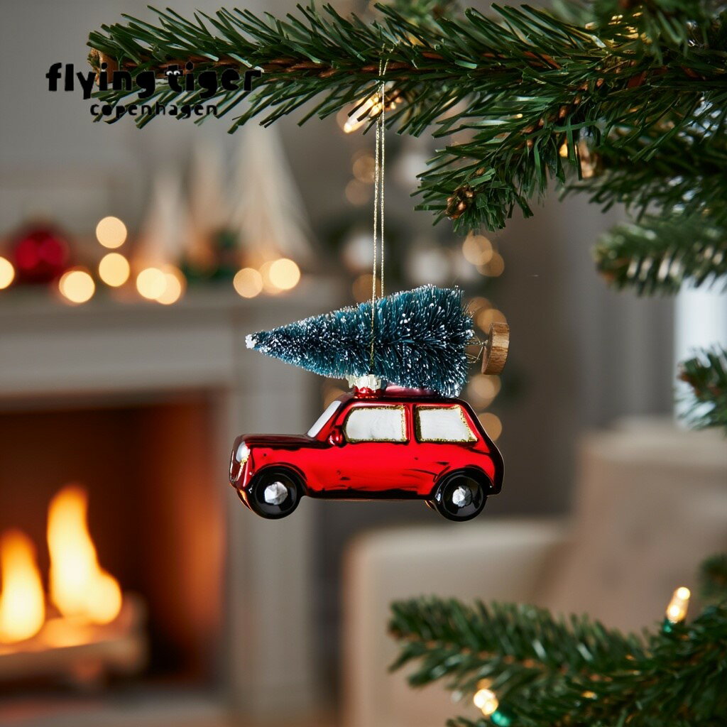 【フライングタイガー公式】オーナメント クリスマス ツリー ガラス製 赤 レッド 車 おしゃれ かわいい おもしろ デコレーション 飾り 装飾 9.9 x 7 x 4.5 cm 北欧のサムネイル