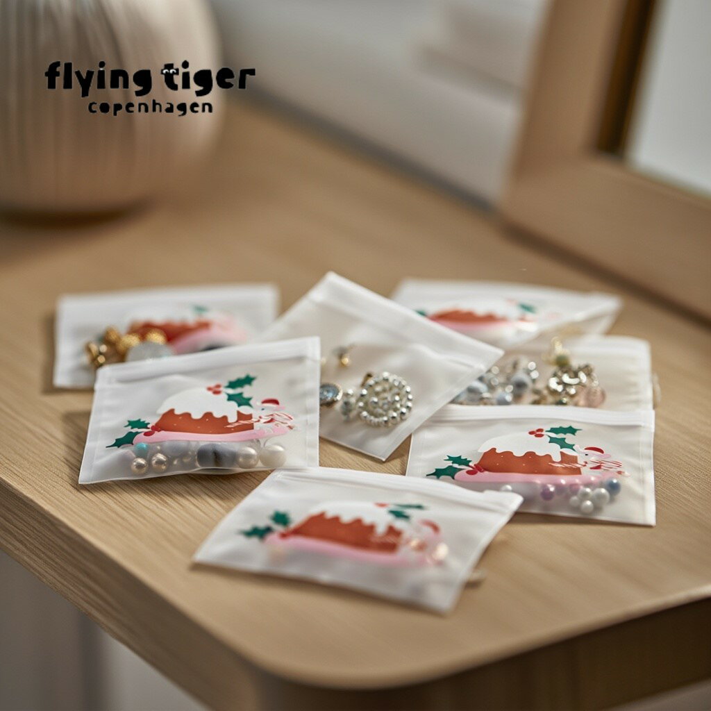 【SALE】【165円→110円】【フライングタイガー公式】ジッパーバッグ 6枚入 クリスマス Xmas 収納 フー..