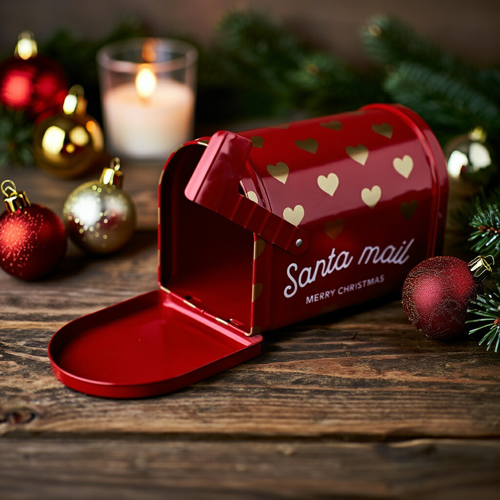 【SALE】【550円→495円】【フライングタイガー公式】サンタ用レターボックス レターボックス サンタ用 8.4×9.5×13.5cm 金属製 ハート 水玉模様 クリスマス 手紙 願い事 投函 デコレーション インテリア 扉付き 可愛い 季節感 冬 デンマークのサムネイル