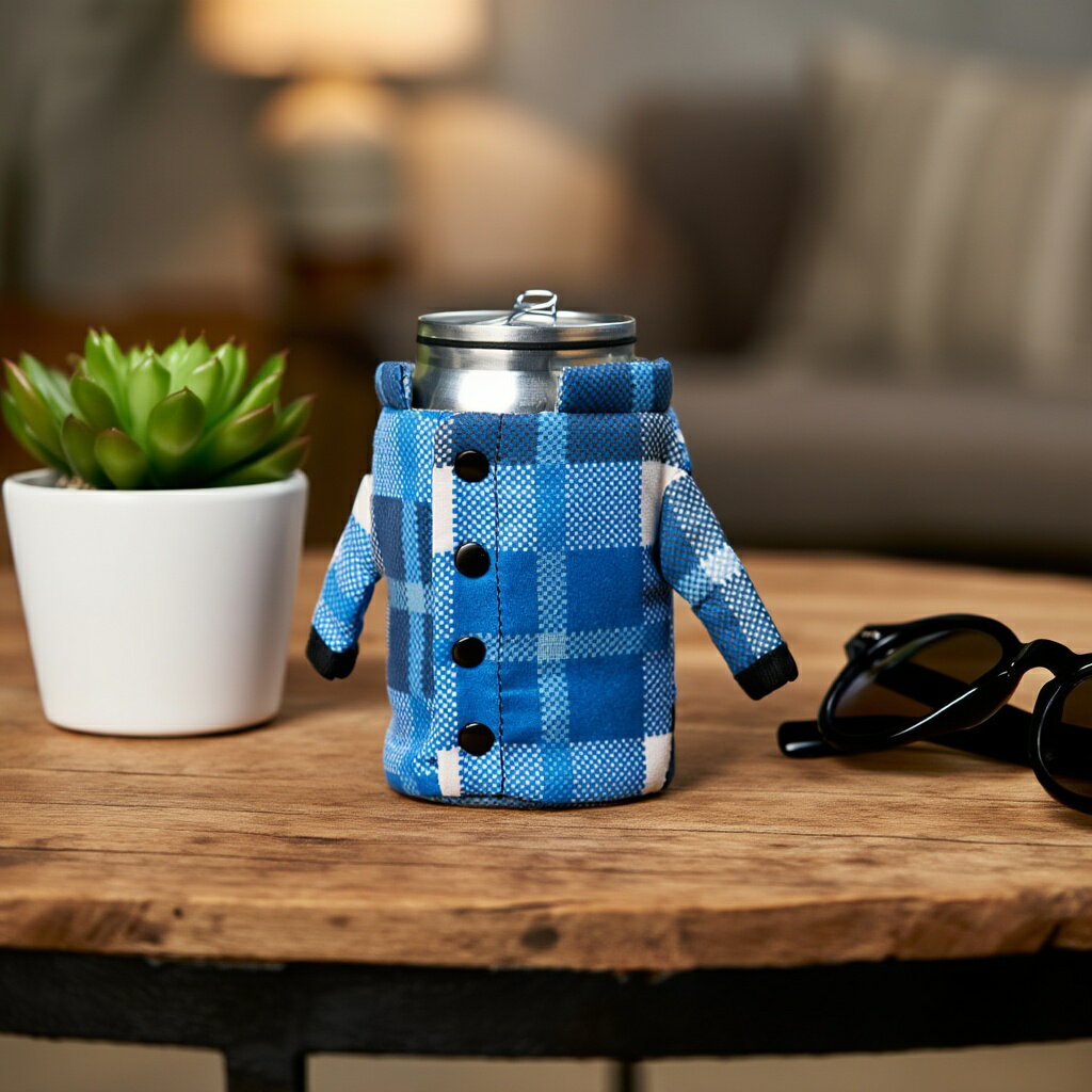 【フライングタイガー公式】カップスリーブ チェック柄 カップジャケット ドリンクスリーブ サイズ7.5×12.5cm 金属製 ウィンターデザイン 冬コート風 保...