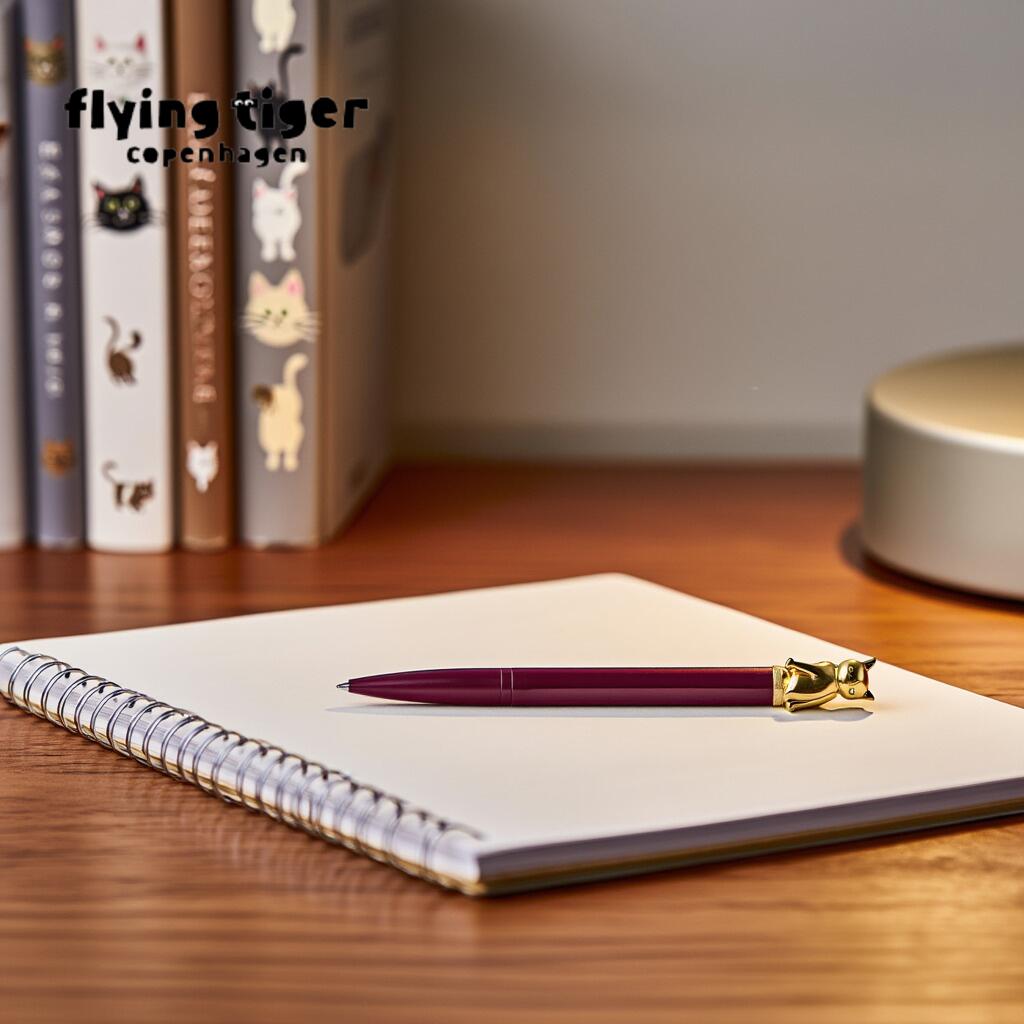 【フライングタイガー公式】ボールペン（猫） 猫 ゴールド モチーフ 黒インク 金属製 1×14.3×1.7cm ス..