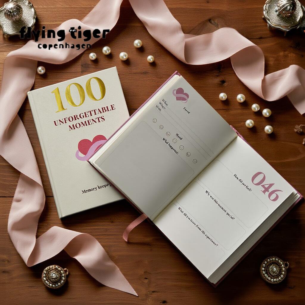 【フライングタイガー公式】思い出日記 メモリージャーナル 英語表記 100思い出記録 ホワイトカバー ハ..