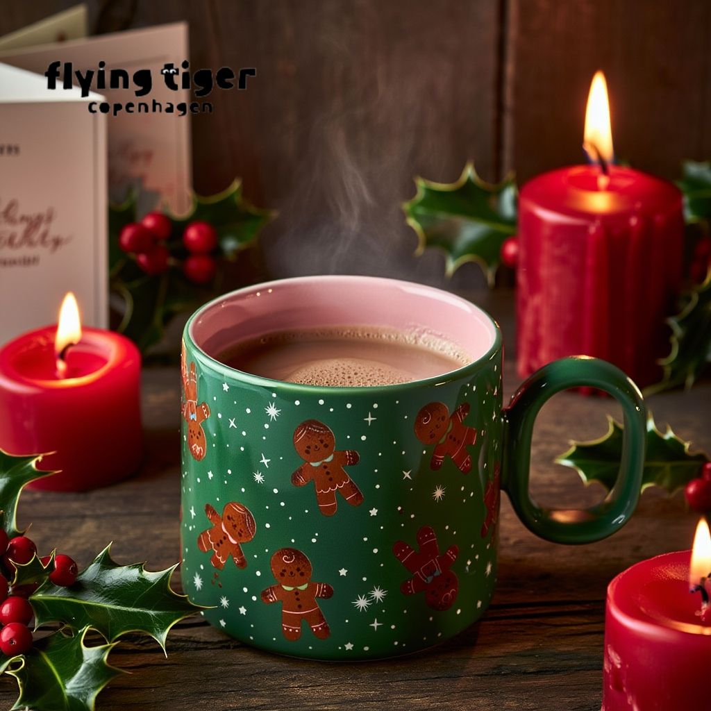 【SALE】【550円→440円】【フライングタイガー公式】マグ デンマーク サイズ：7×8×12cm 容量：300ml ジンジャーブレッドマン柄マグ 陶器製 電子レンジ対応 食洗機対応 クリスマス雑貨 北欧 フライングタイガーコペンハーゲン Flying Tiger Copenhagen 公式のサムネイル
