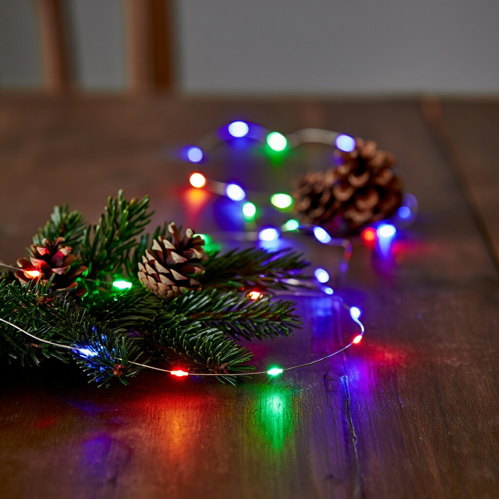 【SALE】【440円→385円】【フライングタイガー公式】ライトチェーン（マルチカラー） マルチカラー 全長330cm 30灯 LEDライト メタルワイヤー 単三電池2本使用 別売 クリスマス ツリー テーブル 窓枠 飾り デコレーション イルミネーション デンマーク 北欧雑貨