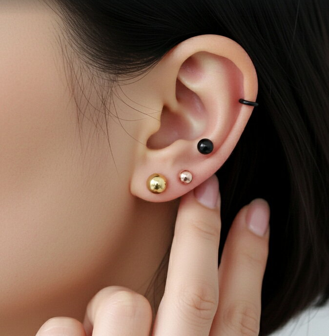 【ボディピアス】カラー　ラブレット/1.2mm(16G)/1.6mm(14G)/ブラック/ゴールド/ピンクゴールド/ブルー/グリーン/パープル/レインボー