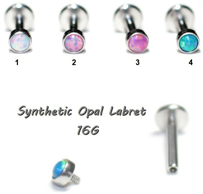 ボディピアス シンセティックオパール インターナルラブレット ラブレット 16G サージカルステンレス 軟骨ピアス トガラス
