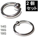 2個セット ボディピアス キャプティブビーズリング サージカルステンレス 1.0mm(18G) 1.2mm(16G) 1.6mm(14G) シルバー ボディピ 軟骨 ピアス