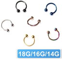 サーキュラーバーベル/カラー/サージカルステンレス/18G(1.0mm)/16G(1.2mm)/14G(1.6mm)/ブラック/シルバー/ゴールド/レインボー/ブルー/ピンクゴールド