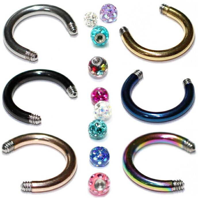 ダブルパヴェボール サーキュラーバーベル 16G 14G サージカルステンレス ボディピアス