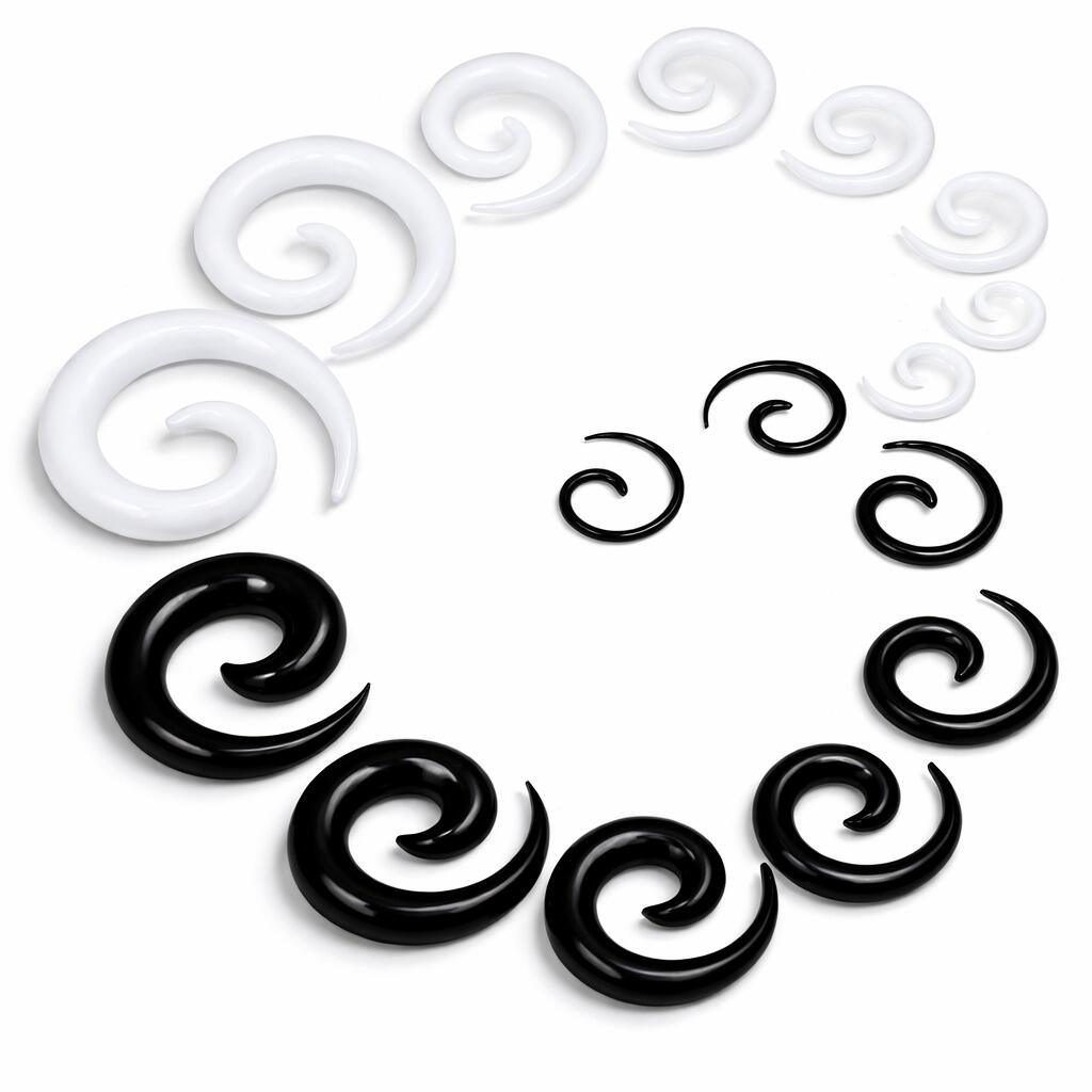 바디 피어싱 익스팬더 스크류 확장기 아크릴 경량 14G~00G 블랙 화이트 사이즈 선택 가능 홀업용