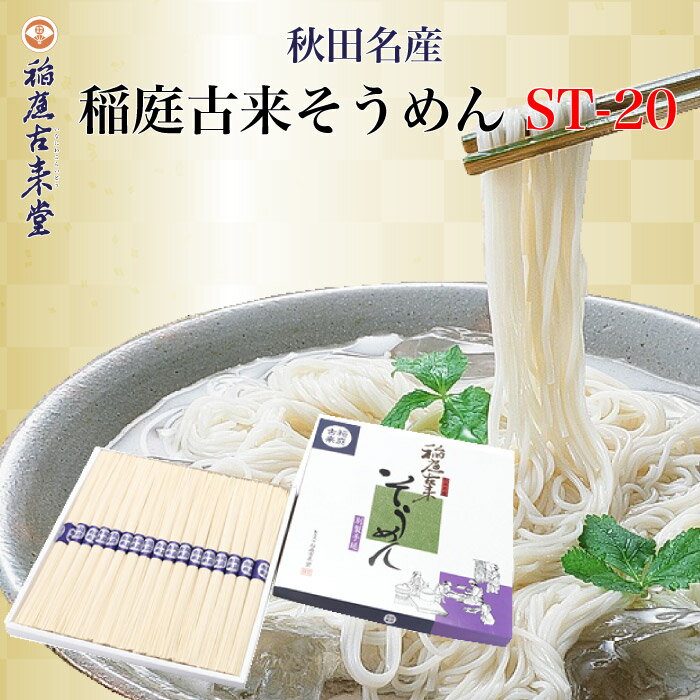 稲庭古来そうめん 850g ST-20 ｜ 秋田県 湯沢市 稲庭町 稲庭古来堂 稲庭そうめん いなにわ 名物 名産 逸品 手綯製法 乾麺 ギフト プレゼント 贈り物 2