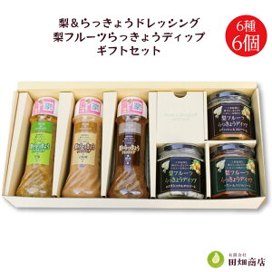 梨＆らっきょうドレッシング 梨フルーツらっきょうディップ6種6個 詰合せギフト ｜送料無料 鳥取産の梨とらっきょうを使った果実の純粋な旨味を感じられる新感覚ドレッシング カラダに優しい万能ディップ 様々なアレンジメニューが楽しめる逸品 田畑商店 鳥取県 鳥取市