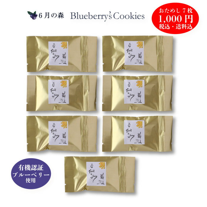 6月の森 Blueberry’sCookiesブルーベリークッキー 7枚｜ 栃木県産品 佐野市 1000円ポッキリ おためし価格 有機JAS認証の甘いブルーベリーを使用 こだわりの無添加クッキー ほのかに甘いブルーベリーたっぷりのクッキー 着色料 香料不使用 完全無添加商品 全国送料無料