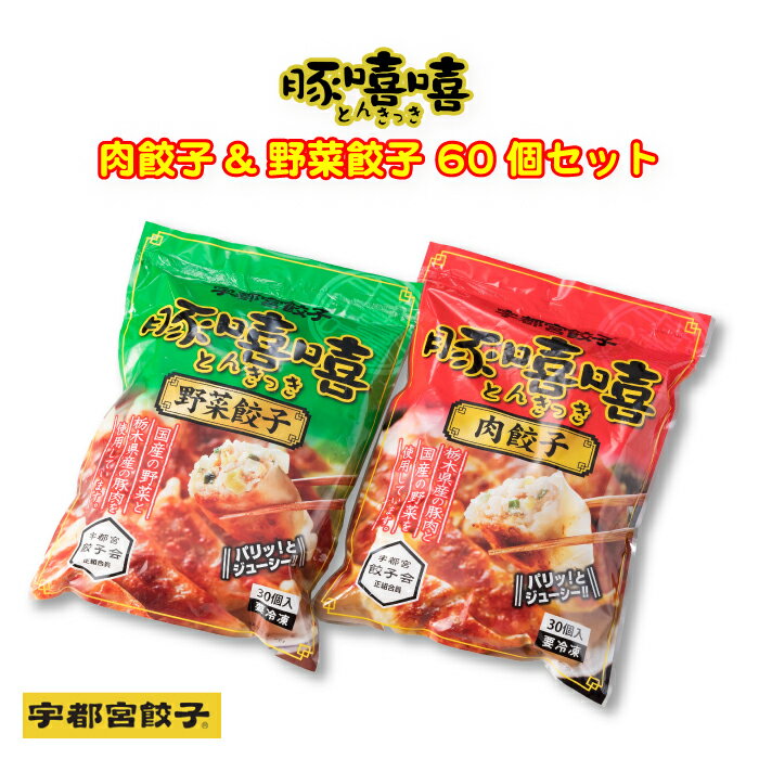 ＜豚きっき（とんきっき）肉餃子・野菜餃子 60個セット＞宇都宮餃子会 加盟 餃子の街 うつのみや [本州送料込] [栃木県産品 宇都宮市] FN01X