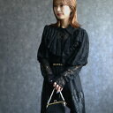 any day エニーデイ シャツ ブラウス パフスリーブ レース レディース トップス パフスリーブレーストップス 長袖 透け感 シアー トップス 前開き ボリューム袖 送料無料