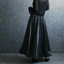 any day エニーデイ スカート ロング シャイニーバルーンスカート ボトムス レディース ウエストゴム フレアスカート Aライン 光沢 とろみ 無地 体型カバー 送料無料
