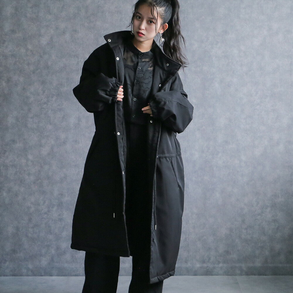 any day エニーデイ モンスターコート ダウン 中綿 アウター レディース コート ロングコート ダウンジャケット ブルゾン 上着 黒 ブラック ジャケット 秋 冬 あったか 風よけ 防寒 オーバーサイズ ゆったり 送料無料