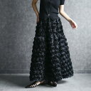 any day エニーデイ スカート ロングスカート ボリュームスカート ロマンティックローズスカート フレア 花 バラ ローズ モノトーン 花柄 カジュアル フォーマル デート 送料無料