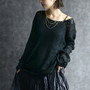 any day エニーデイ シアー ニット レディース トップス リラックスシアーニット 柄編み セーター プルオーバー 長袖 透け感 チュニック ゆったり レイヤード 送料無料
