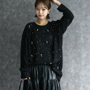 any day エニーデイ Tシャツ カットソー チュニック ブラック パール付き ドレッシーパールチュニック ブラック 黒 ラメ キラキラ きらきら トップス 長袖 薄手 レディース 大人可愛い おしゃれ きれいめ ゆったり オーバーサイズ 送料無料