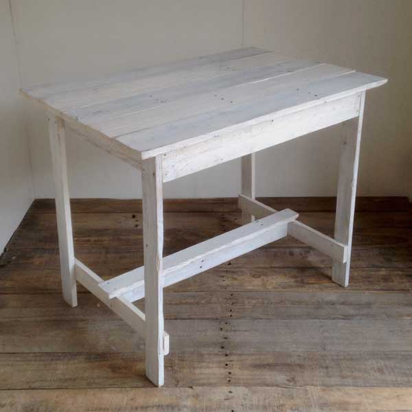 リサイクルウッド ワーキングテーブル ホワイト テレワーク 木製テーブル テーブル ダイニングテーブル カフェテーブル 作業台 木製デスク デスク 天然木 無垢 アンティーク風テーブル アンティーク風