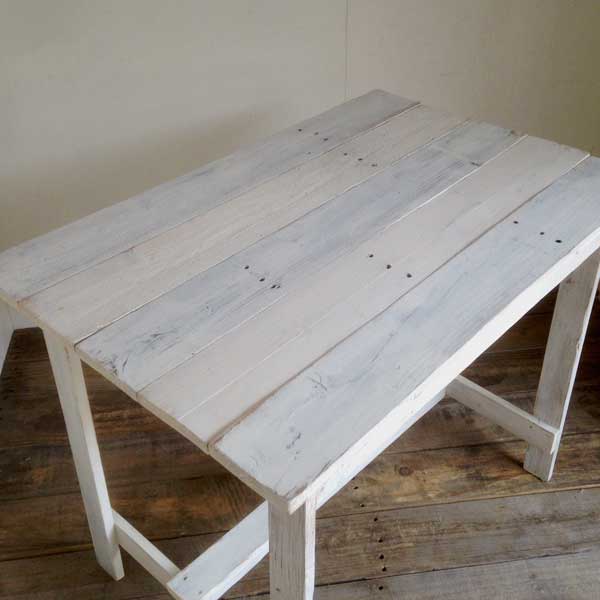 リサイクルウッド ワーキングテーブル ホワイト テレワーク 木製テーブル テーブル ダイニングテーブル カフェテーブル 作業台 木製デスク デスク 天然木 無垢 アンティーク風テーブル アンティーク風