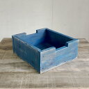 cafemoku リサイクルウッド ブロックボックス M アクア ブルー 木製箱 木製ボックス 木製BOX 収納箱 収納ボックス 収納BOX 収納ケース /ウッドボックス アンティーク風ボックス アンティーク風BOX 無垢 フォリアフィオーレ