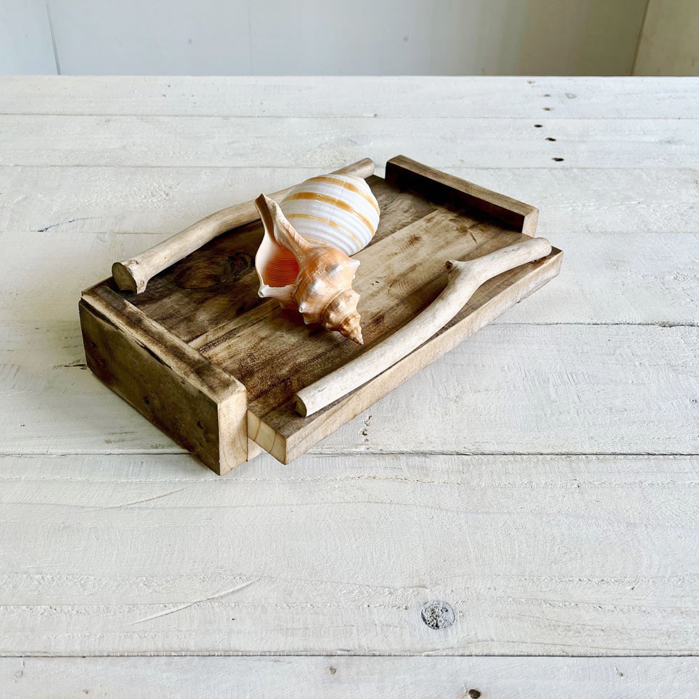 cafemoku リサイクルウッド トレイ木製トレイ 卓上トレイ トレー 盆 無垢 流木 ディスプレイ 小物置き 小物収納 雑貨 フォリアフィオーレ