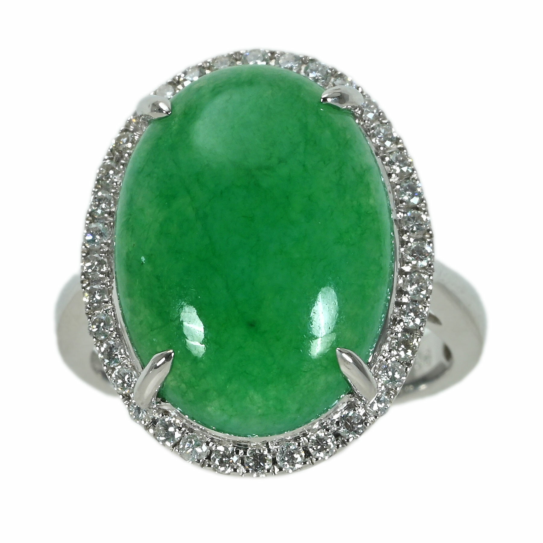 【中古】K18WG JADEITEヒスイリング J10.45ct D0.36ct 6.6g #13(4)