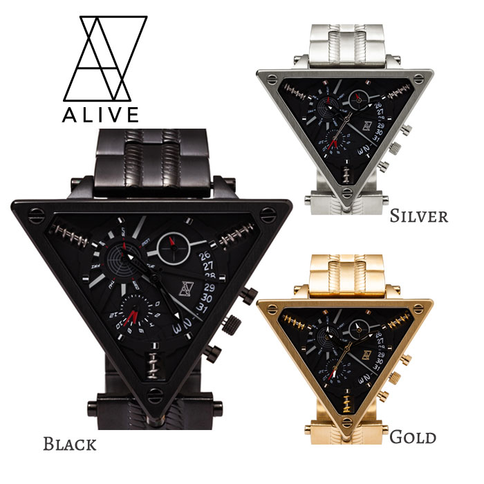 ALIVE時計 腕時計 ALIVE A-Frame Aフレーム 　THE COIL　ザ　コイル　 ウォッチ　レディース　メンズ　湯川正人プロデュース　ギフトラッピング可！　大きいフレーム　三角フレーム