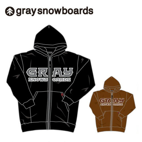 スノーボード　パーカー　GRAY　21-22　ZIP UP PARKAUA-5620/5213　graysnowboards　グレイスノーボード　メンズ　フロントジップ　ロゴ　フードパーカー　黒　ブラック　茶　ブラウン