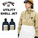 メーカー希望小売価格はメーカーカタログに基づいて掲載していますBILLABONG ビラボン ウェア UTILITY SHELL JACKET 耐水圧：10,000mm 透湿性：10,000g/m2 FABRIC：Bonded Stretch Knit INSULATION：Shell LINING：Bonded Smooth FIT：Regular FEATURES ・Zippered Hand warmer pockets ・Drawstring adjustable hood ・Side zipper opening ※メーカー提供の写真を使用しております。 仕様変更によりグラフィックやカラー等が変わる場合がございます。あらかじめご了承ください。