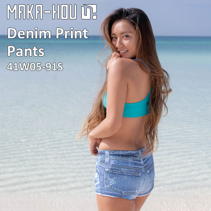 MAKA-HOU マカホー [41W05-91S] レディース Denim Print Pants ショートパンツ サーフパンツ surf pants 水着 サーフィン