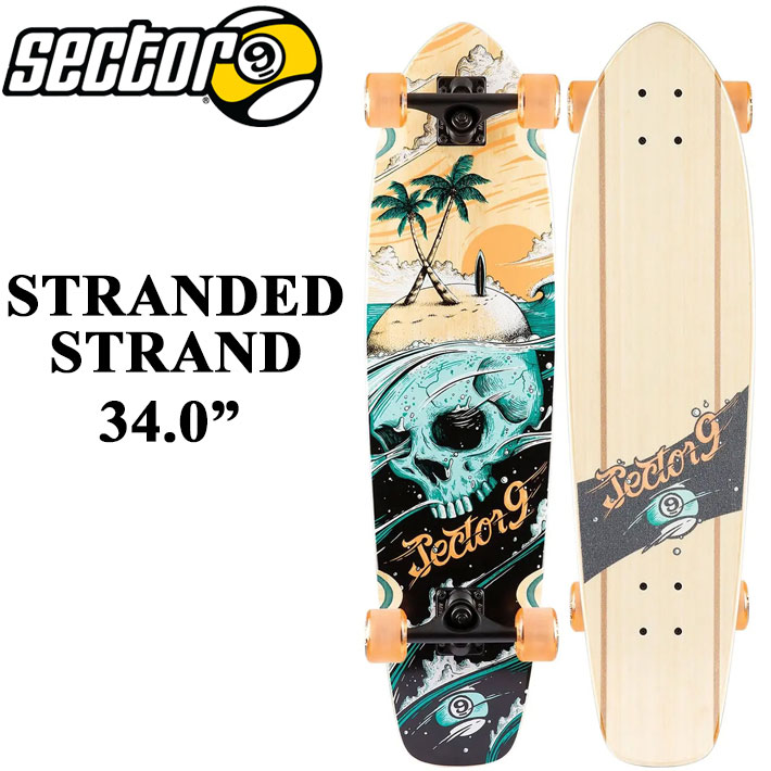 メーカー希望小売価格はメーカーカタログに基づいて掲載していますSECTOR9 セクターナイン サーフスケート 日本正規販売店 創業：1993年 創業者：スティーブ・レイクを中心とした4人の仲間たち アメリカのカルフォルニア州で生まれ、現在ではサンディエゴに拠点を構える サーファーによって、サーファーの為につくられたスケートボードブランド 現在世界57か国で愛されています STRANDED STRAND Nate Reifkeのアートワークが際立っているSTRANDED STRANDは、バンブーとメイプルのハイブリッド構造、キックテール、ネイト・ライフケによるアートワークが特徴です。 8.375インチGullwing Mission Trucks、61mm 78a Nineballs、ABEC 5 Greaseball Bearings、0.25インチリサイクルプラスチック製ライザー、1.25インチ硬化スチールボルト、クリアグリップが付属します。 【CRUISER RIDING STYLE】 SECTOR 9のほとんどのスケートボードはクルージングが可能ですが、クルーザーと指定されたボードは、より方向性のあるシェイプで、ウィールはソフトなものが一般的です。 クルーザーカテゴリーのほとんどは通常のショートボードのテンプレートから作られており、スケートパークやストリートで滑ることができます。 DIMENSIONS - Length: 34.0” - Width: 8.7” - Wheelbase: 20.5” COMPONENTS - 8.375” Gullwing Mission Trucks - 61mm 78a Nineballs - ABEC 5 Greaseball Bearings - 0.25” Recycled Plastic Risers - 1.25” Hardened Steel Bolts - Clear Grip FEATURES - Bamboo & Maple Hybrid - Kicktail - Art by Nate Reifke ご注意ください！ ※海外生産品の為、デッキ及びウイールに多少の傷や汚れ、塗装の剥がれ、塗装のよれ、気泡等がある場合が御座いますが、ご使用には問題無い為、メーカー検品済で良品扱いです。初期不良には該当致しません。 ※入荷時期によりウィールのカラーが異なる場合があります。 ※メーカー画像仕様の為、モニター環境等により多少色味の違いがある場合が御座います。予めご了承ください。 ※イメージとしてAI生成画像を使用しております。ご注意ください。