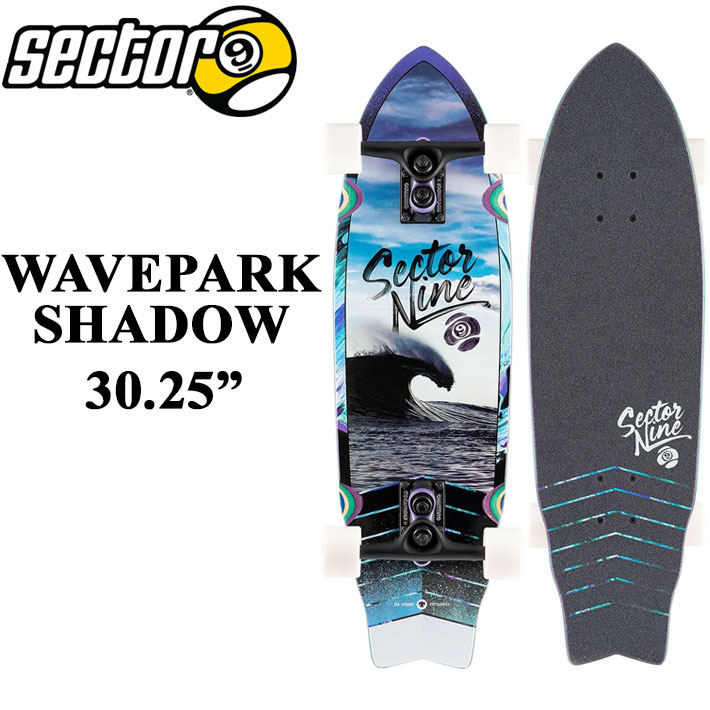 メーカー希望小売価格はメーカーカタログに基づいて掲載していますSECTOR9 セクターナイン サーフスケート 日本正規販売店 創業：1993年 創業者：スティーブ・レイクを中心とした4人の仲間たち アメリカのカルフォルニア州で生まれ、現在ではサンディエゴに拠点を構える サーファーによって、サーファーの為につくられたスケートボードブランド 現在世界57か国で愛されています WAVEPARK SHADOW Sector 9はカリフォルニア州ラホヤのサーファーたちによって設立されたので、スケートボードがずっとサーフィンにインスパイアされたものであることは当然です。 今年のSwell Photo Collectionもその例に漏れません。 タヒチで撮影されたBen Thouard氏の波のイメージは、Sector 9で紹介したことがあるので、ご存知の方も多いでしょう。 【SURF RIDING STYLE】 SECTOR 9のSURFスタイルは、サーフィンの感覚に最も近いスケートボーディングを楽しめるライディングシリーズです。 陸上でのサーフィントレーニングはもちろんサーフィンの感覚を掴むならSURFスタイルがオススメです。 DIMENSIONS - Length: 30.25” - Width: 8.75” - Wheelbase: 12.875” TRUCK - Sidewinder COMPONENTS - 9.0” Gullwing Sidewinder II Trucks - 58mm 78a Nineballs - ABEC 5 Greaseball Bearings - 0.25” Recycled Plastic Risers - 1.25” Hardened Steel Bolts - Regular Grip Tape FEATURES - 7 Ply Maple - Printed Grip Tape - Kicktail - Photography by Ben Thouard ご注意ください！ ※海外生産品の為、デッキ及びウイールに多少の傷や汚れ、塗装の剥がれ、塗装のよれ、気泡等がある場合が御座いますが、ご使用には問題無い為、メーカー検品済で良品扱いです。初期不良には該当致しません。 ※入荷時期によりウィールのカラーが異なる場合があります。 ※メーカー画像仕様の為、モニター環境等により多少色味の違いがある場合が御座います。予めご了承ください。 ※イメージとしてAI生成画像を使用しております。ご注意ください。