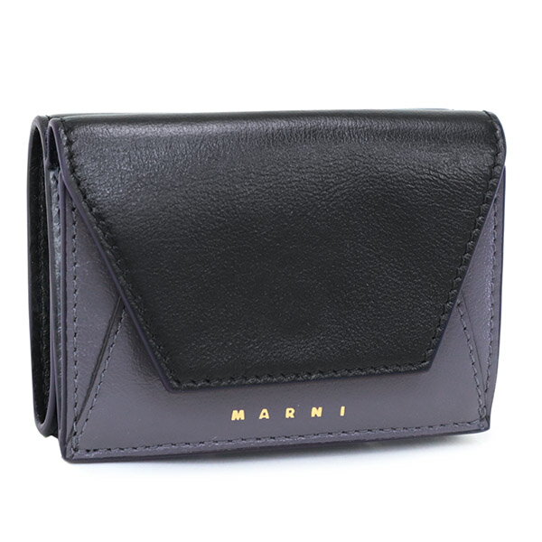 マルニ MARNI (PFMO0056U1 P2644 Z2L38 MERCURY/BLACK) 23SS グレー×ブラック レディース LEATHER TRI-FOLD WALLET トリフォールドウォレット 財布 折財布