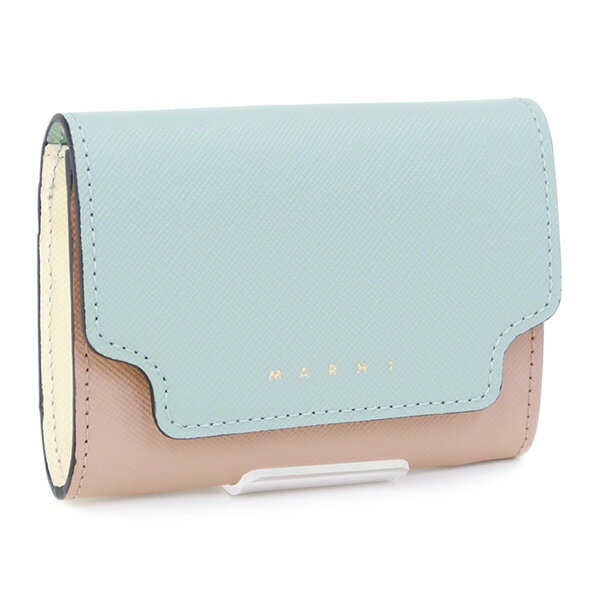 マルニ MARNI (PFMO0072U1 LV520 Z606M AQUA MRINE/NATURAL/TALC) 23SS ライトブルー×ブラウンベージュ×クリーム SAFFIANO LEATHER COIN CASE サフィアーノ コインケース 小銭入れ