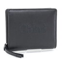 【アウトレットセール】訳あり クロエ Chloe (CHC23SP867I10 001 BLACK) 23SS ブラック×ホワイト CHLOE SENSE COMPACT WALLET センス カーフ 財布 折財布