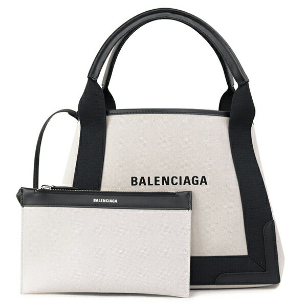 ハンドバッグ 【P5倍!6/2(日)23:59迄】バレンシアガ BALENCIAGA (339933 2HH3N 9260 NATURAL/BLACK) 23AW ナチュラル×ブラック NAVY SMALL CABAS ネイビー スモール カバス ハンドバッグ キャンバス レディース バッグ