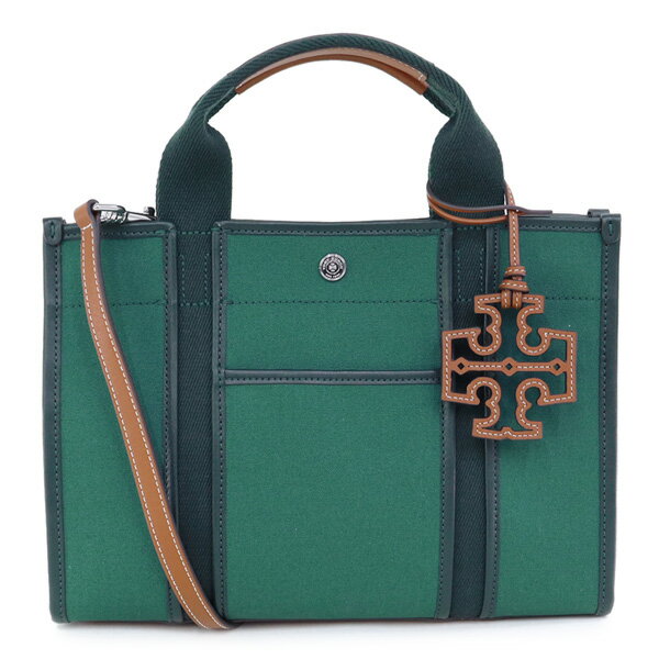 【アウトレットセール】トリーバーチ TORY BURCH (142577 300 DEEP GREEN) 23SS グリーン TWILL SMALL TORY TOTE トリー ツイル スモール バッグ トート