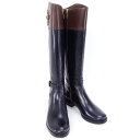【タイムセール】訳あり 2015秋冬 マイケル マイケルコース MICHAEL MICHAEL KORS 靴 STOCKARD BOOT ロングブーツ ブラック×ブラウン6Mサイズ (40F3ADMB6L BLK/MOCHA)