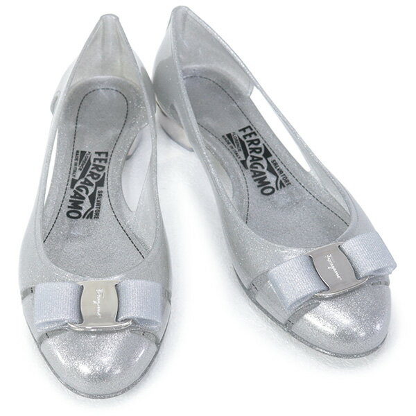 サルヴァトーレ フェラガモ Salvatore Ferragamo (VARA JELLY 0726366 SILVER GLITTER) 22ss シルバーグリッター 靴 レディース リボン付き ラバーシューズ パンプス