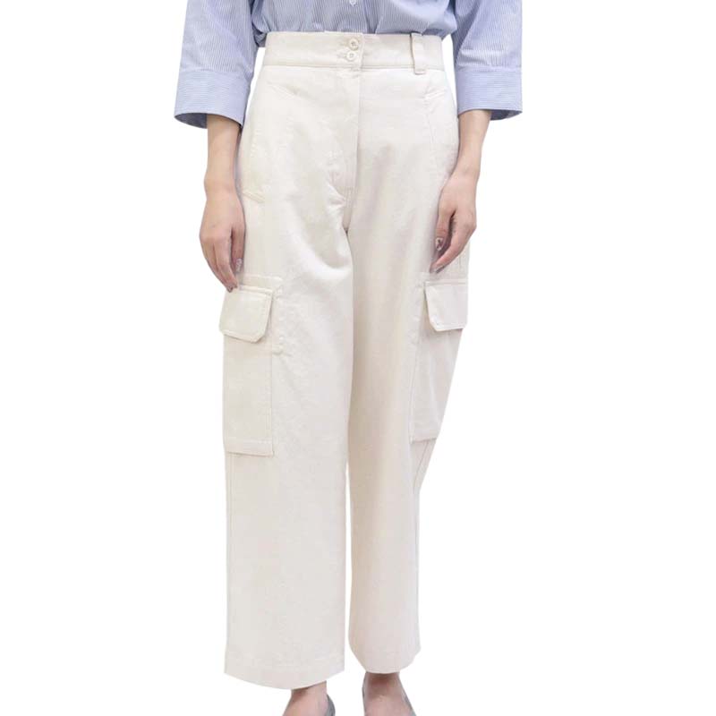 【15日(水)はP10倍!】マックスマーラ ウィークエンド MaxMara WEEKEND (PINETA 51361329 IVORY 001) 22aw アイボリー コットン カーゴ パンツ ボトムス