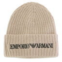 【アウトレットセール】エンポリオアルマーニ EMPORIO ARMANI (627676 2F556 00055 BEIGE) 22aw ベージュ 帽子 メンズ ニットキャップ ビーニー ニット帽