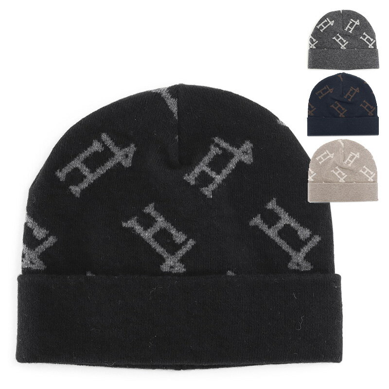 ヘルノ HERNO (BER00004U 70126) 23AW メンズ MONOGRAM BEANIE モノグラムビーニー 帽子 ニットキャップ ニット帽