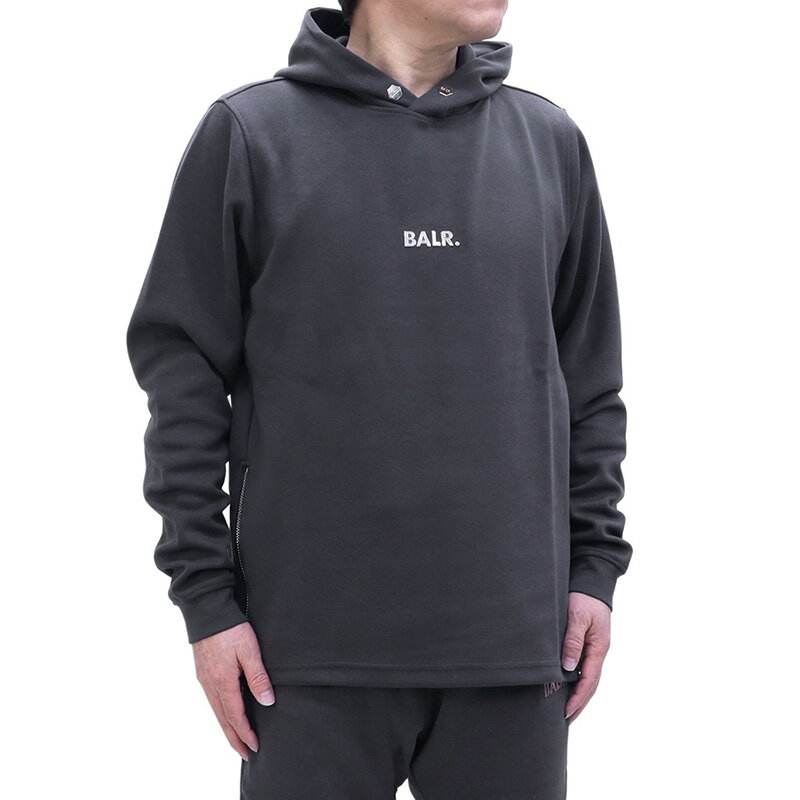 ボーラー BALR.(B1261.1003 ASPHALT) 23SS チャコールグレー Q-Series Straight Classic Hoodieトップス プルオーバーパーカー ロゴ